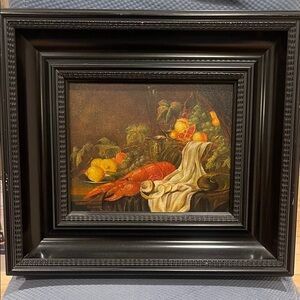 Framed Still Life Oil Painting with Black Frame